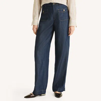 Nautica Womens Chambray Wide Leg Pant In Blue