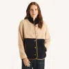 Nautica Womens Colorblock Faux Shearling Jacket In Multi