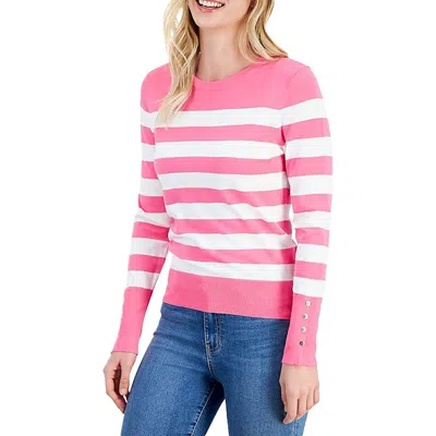 Nautica Womens Crewneck Striped Pullover Sweater In Lt,paspink