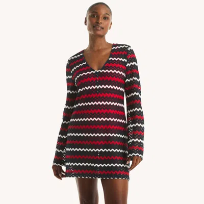 Nautica Womens Crochet Tunic Cover Up Dress In Multi