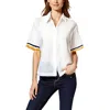 Nautica Womens Crochet Woven Button-down Top In White