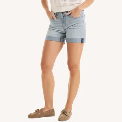Nautica Womens Cuffed Denim Short In Blue