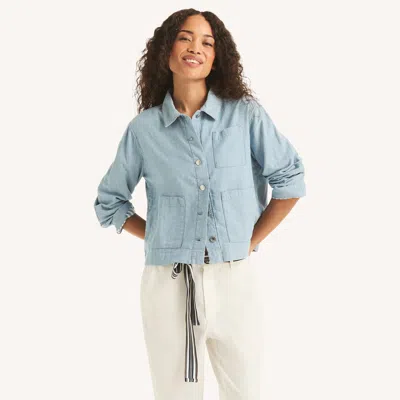 Nautica Womens Denim Barn Jacket In Blue