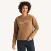 Nautica Womens Fleece Logo Crewneck Sweatshirt In Brown