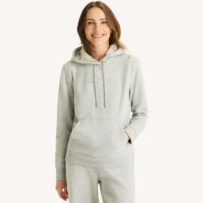 Nautica Womens Fleece Logo Hoodie In Gray