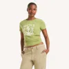 Nautica Womens Floral Anchor Beaded Graphic T-shirt In Green