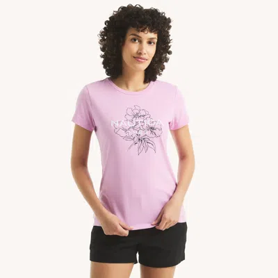 Nautica Womens Floral Logo Graphic T-shirt