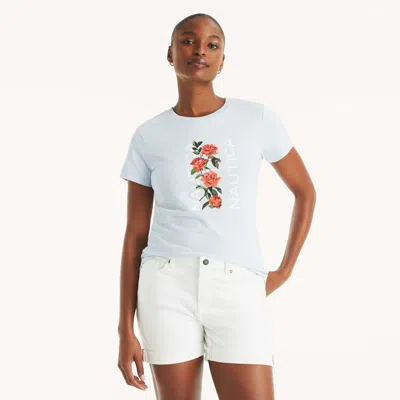 Nautica Womens Floral Logo Graphic T-shirt In Multi