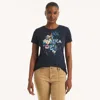 Nautica Womens Flowers Foil Graphic T-shirt In Blue