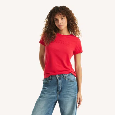 Nautica Womens Foil Logo Graphic T-shirt In Multi