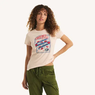 Nautica Womens Foil Sardines Graphic T-shirt In Neutral