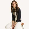 Nautica Womens Full-zip Plaid Sweater In Blue