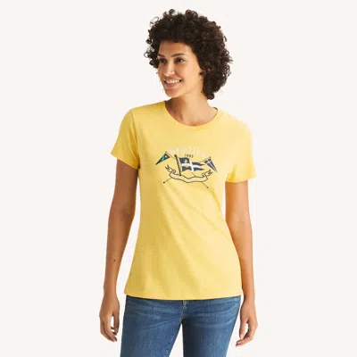 Nautica Womens Heritage Flag Foil Graphic T-shirt In Multi