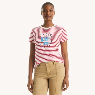 Nautica Womens Heritage Stripes Graphic T-shirt