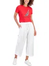 Nautica Womens High Rise Drawstring Cargo Pants In White