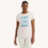 Nautica Womens Infinite Waves Foil Graphic T-shirt In White