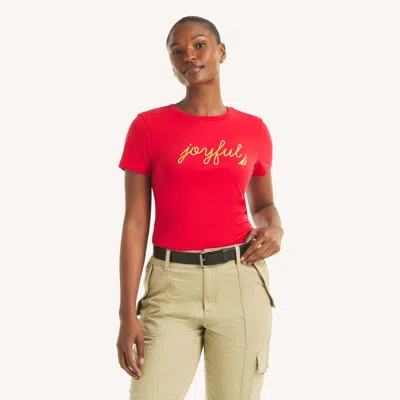 Nautica Womens Joyful Graphic T-shirt In Red