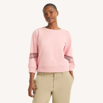 Nautica Womens Lace Sweatshirt In Pink
