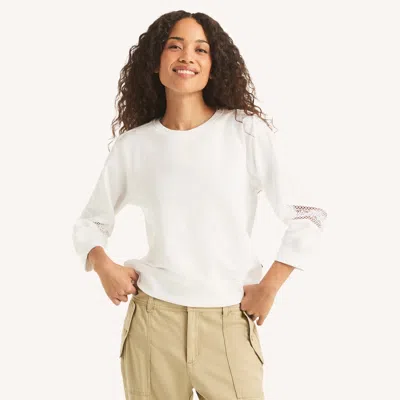 Nautica Womens Lace Sweatshirt In White