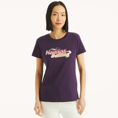 Nautica Womens Logo Foil Graphic T-shirt In Multi