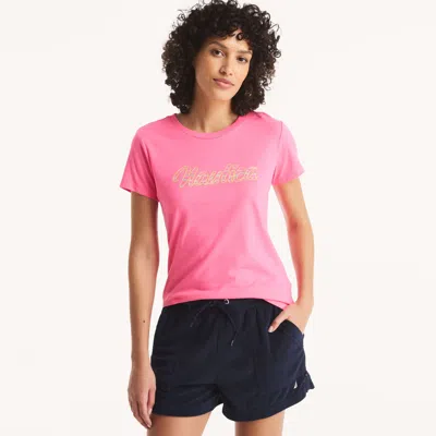 Nautica Womens Logo Foil Graphic T-shirt In Multi