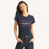 Nautica Womens Logo Puff Rope Graphic T-shirt In Blue