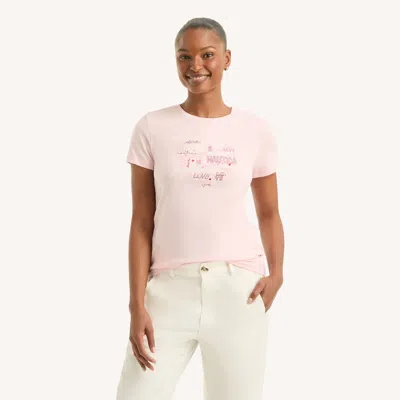 Nautica Womens Love Foil Graphic T-shirt In Pink