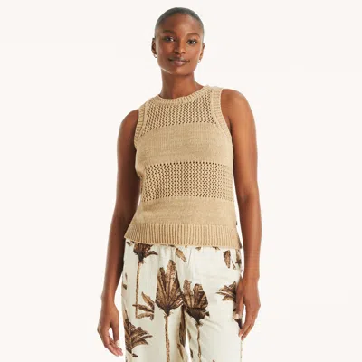 Nautica Womens Mesh Sweater Tank In Neutral