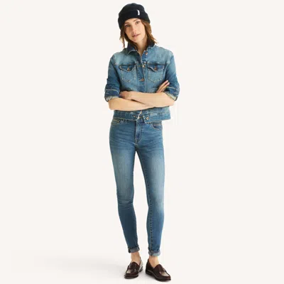 Nautica Womens Mid-rise Skinny Denim In Blue