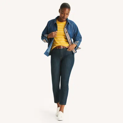 Nautica Womens Mid-rise Straight Denim In Blue