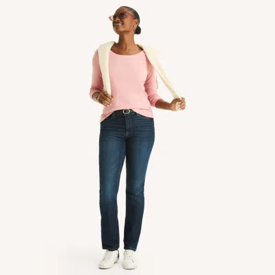 Nautica Womens Mid-rise Straight Denim In Blue