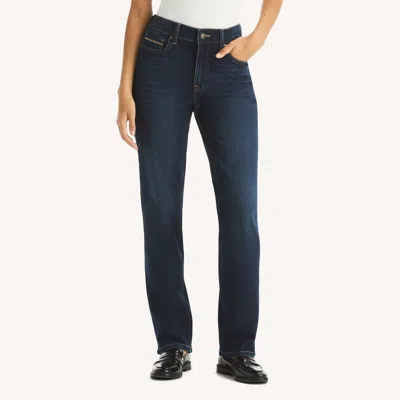 Nautica Womens Mid-rise Straight Denim In Blue