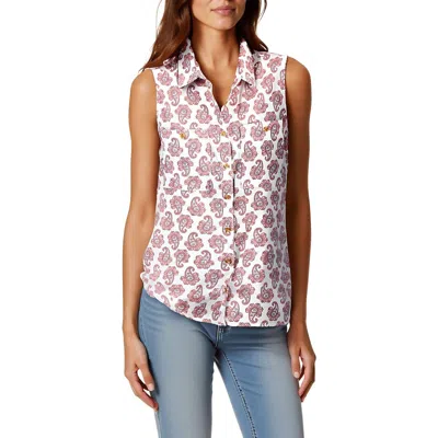 Nautica Womens Paisley Cotton Button-down Top