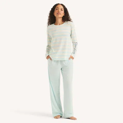 Nautica Womens Pajama Pant Set In White