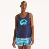 Nautica Womens Pajama Short Set In Blue