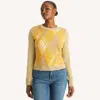 Nautica Womens Plaid Crewneck Sweater In Gold