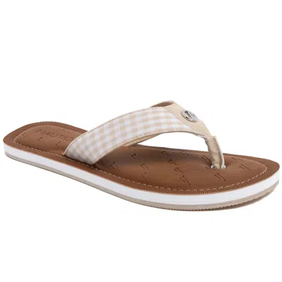 Nautica Womens Plaid Thong Sandal In Brown