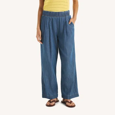 Nautica Womens Pleated Chambray Ankle Pant In Blue