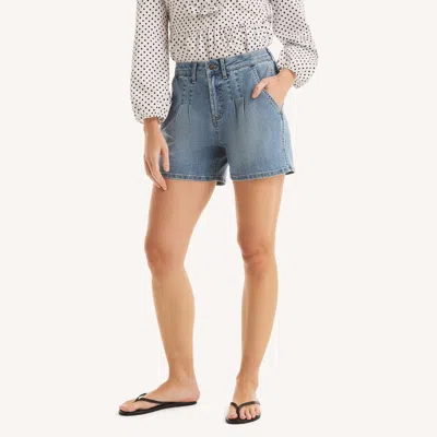 Nautica Womens Pleated Denim Short In Blue