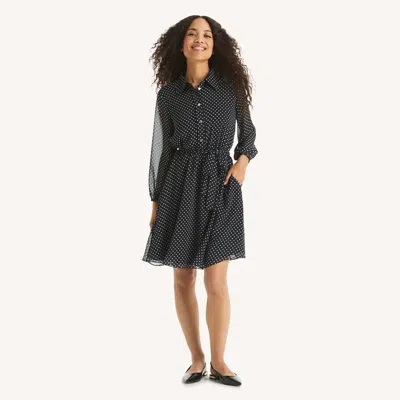 Nautica Womens Polka Dot Shirt Dress In Multi