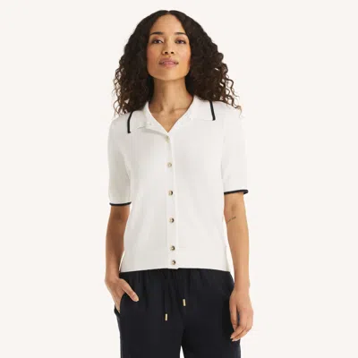 Nautica Womens Polo Sweater In White