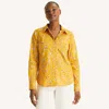 Nautica Womens Printed Button-up Shirt In Yellow