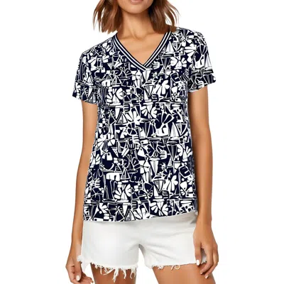 Nautica Womens Printed Cotton Pullover Top