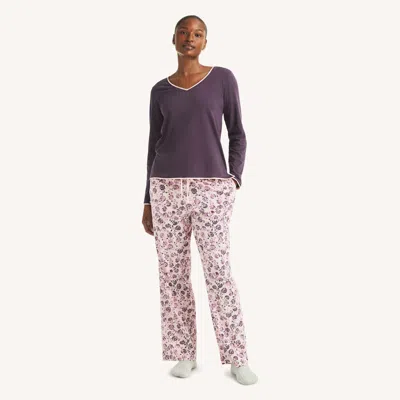 Nautica Womens Printed Pajama Pant Set In Multi