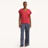 Nautica Womens Printed Pajama Pant Set In Red