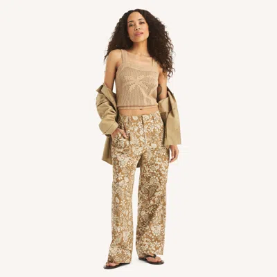 Nautica Womens Printed Pleated Chino Trouser In Multi