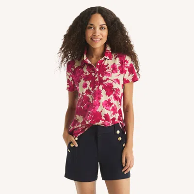 Nautica Womens Printed Polo In Multi
