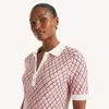 Nautica Womens Printed Polo In Pink