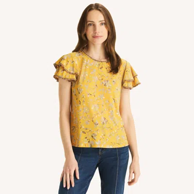 Nautica Womens Printed Top In Yellow