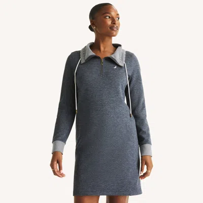 Nautica Womens Quarter-zip Sweatshirt Dress In Gray